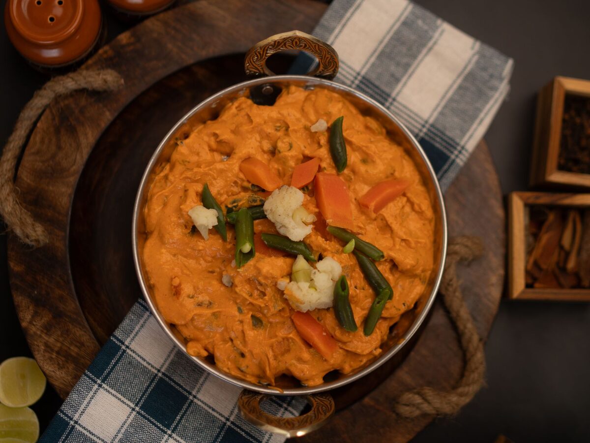 Stock photo: home-style vegetable curry (sabzi) in a serving dish